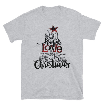 Joy Hope Love Peace Christmas - Unisex T-Shirt, Buffalo Plaid xmas tshirt - real men t-shirts, Men funny T-shirts, Men sport & fitness Tshirts, Men hoodies & sweats