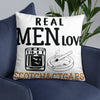 Real Men Love Scotch And Cigars - White Pillow - real men t-shirts, Men funny T-shirts, Men sport & fitness Tshirts, Men hoodies & sweats