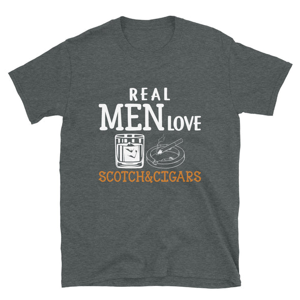 Real Men Love Scotch And Cigars Orange - T-Shirt - real men t-shirts, Men funny T-shirts, Men sport & fitness Tshirts, Men hoodies & sweats